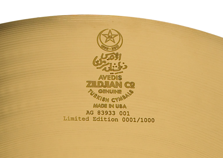 Each 23' A Custom 25th Anniversary Ride cymbal is uniquely numbered and personally signed by Craigie Zildjian