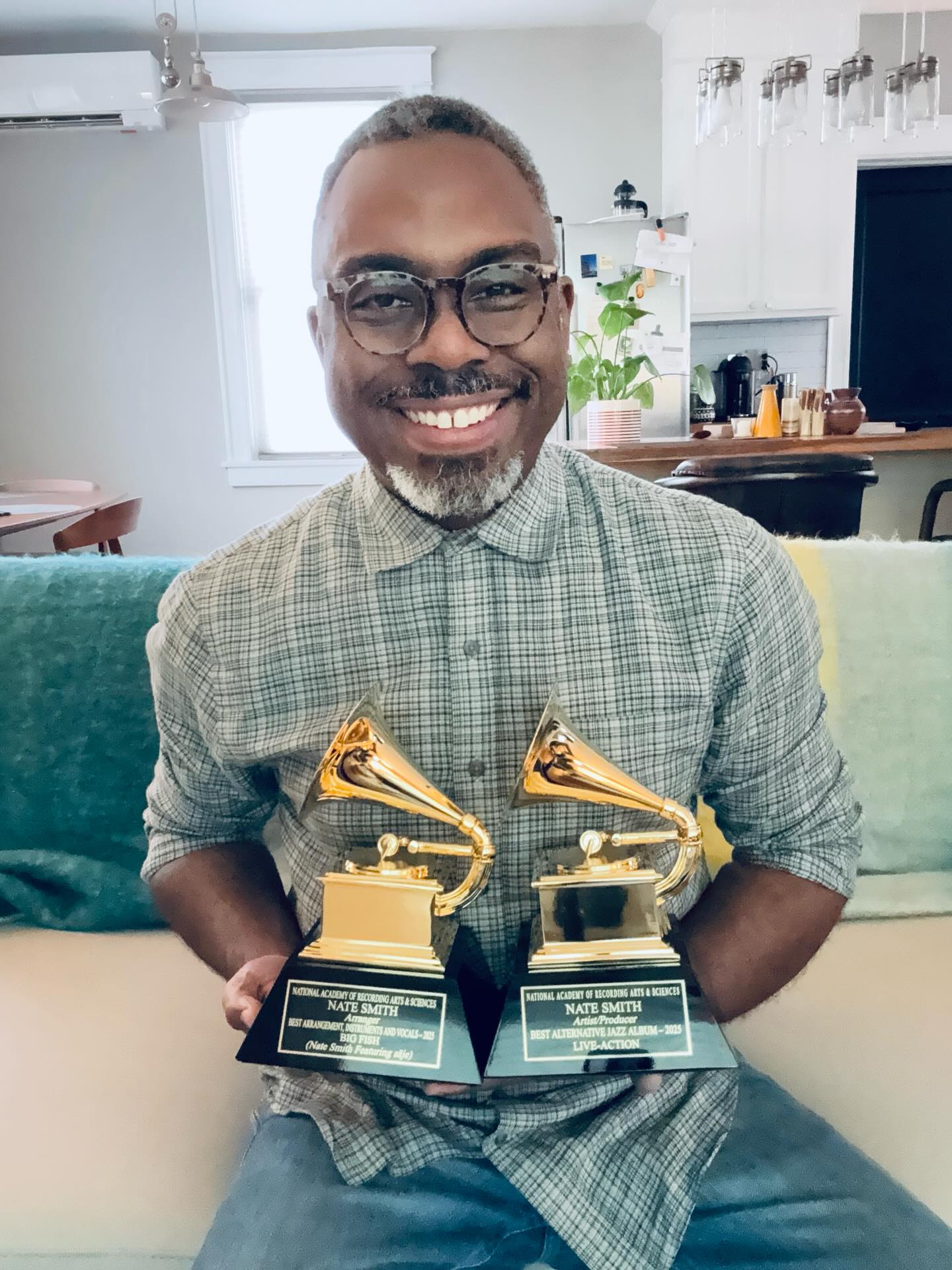 Nate Smith with his 2026 Grammys